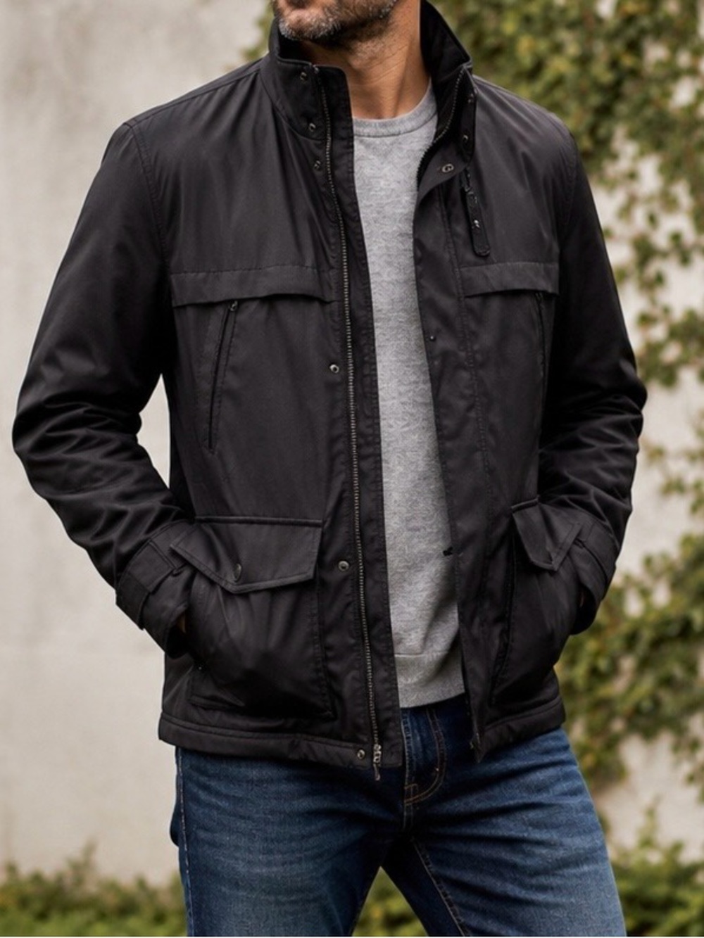 Michael Kors Utility Field Jacket Mens L Black Multi Pocket Quilted Liner